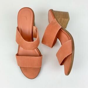 Joie Maha Slide Persimmon Peach Leather Stacked Heeled Sandals 38